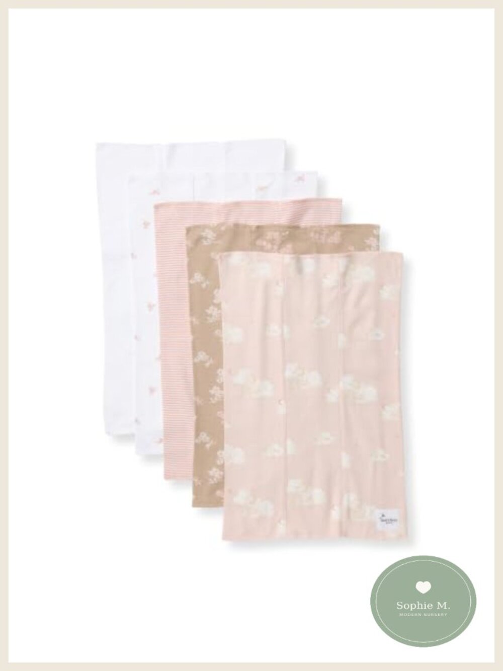 Organic Cotton Burp Cloths 5-Pack 17x11.75in Combed Ring-Spun Knit
